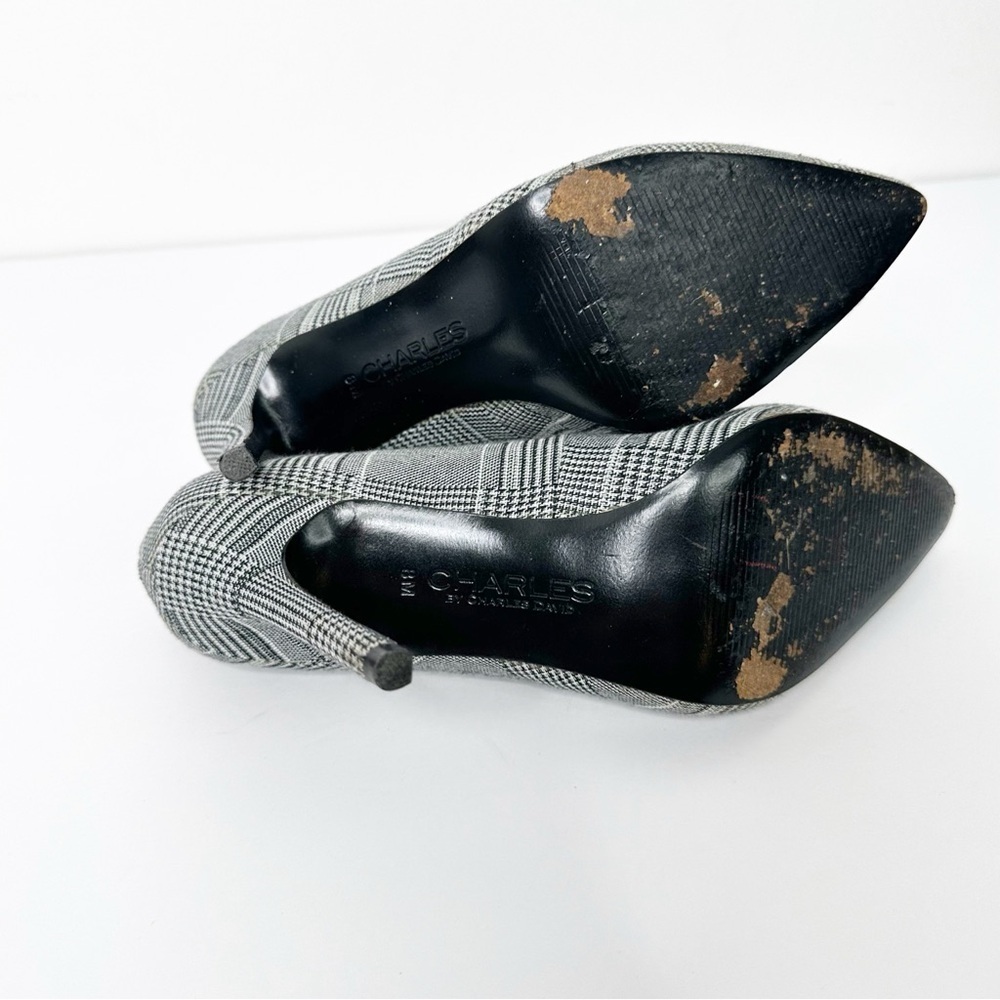 CHARLES BY CHARLES‎ DAVID | Pact Black White Plaid Herringbone Heels Pumps Sz 8 - Picture 6 of 8